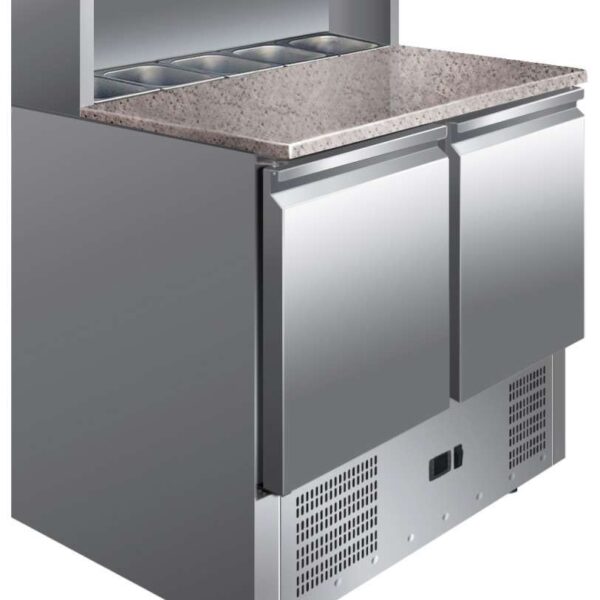Mesa GN1/1 2 Puertas Preparación Ensaladas con Encimera de Granito de 900 x700 x1010h mm PEKIN PS900