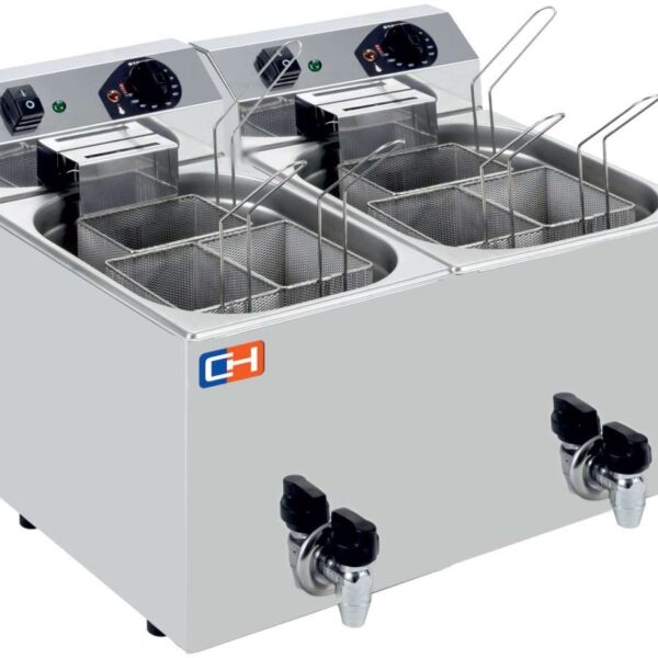 Cuecepasta Eléctrico Profesional 7+7 litros con 3+3 cestas 530x460x370h mm CP77L