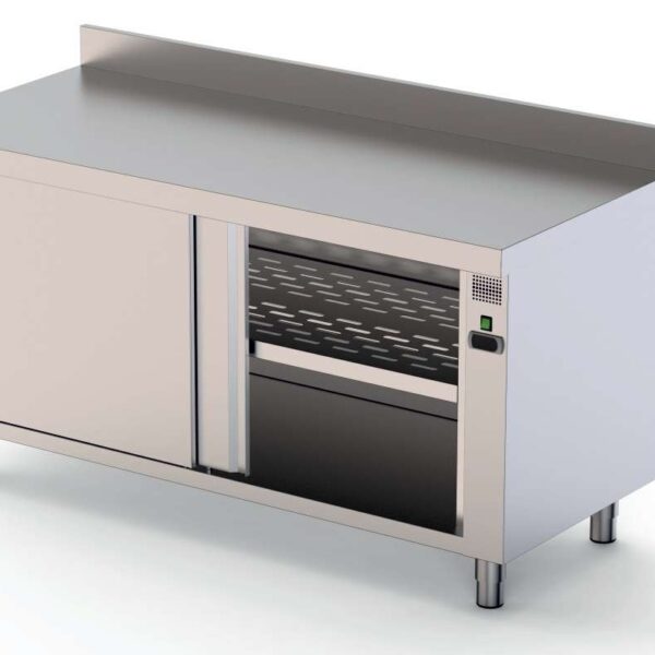 Mesa Caliente Acero Inoxidable Mural Fondo 700 Con Puerta Corredera A 1 Cara 1800x700x850h mm HFTW170180SD