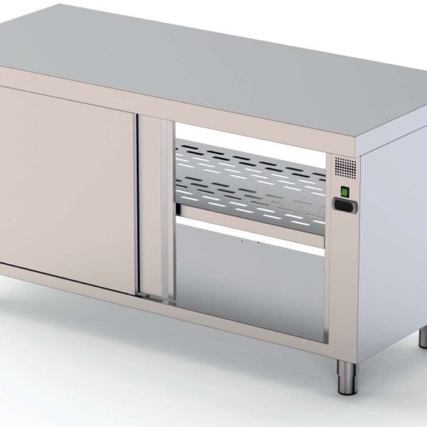 Mesa Caliente Acero Inoxidable Central Fondo 700 Con Puerta Corredera En Ambas Caras 1200x700x850h mm HFTC170120PT