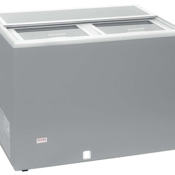 Enfriador de Botellas 300 litros Puertas Inox de 1060 x670 x880h mm con ruedas AVEIRO AGF300 (COLOR GRIS)