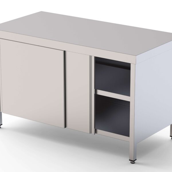 Mesa de Trabajo Acero inoxidable Central Con Puerta Corredera a 1 cara 1000x900x850h mm WTC190100SD