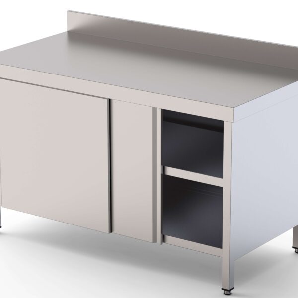 Mesa de Trabajo Acero inoxidable Mural Con Puerta Corredera a 1 cara 1000x800x850h mm WTW180100SD