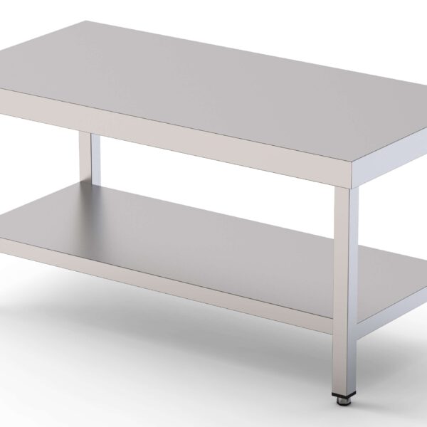 Mesa de Trabajo Acero Inoxidable Baja Central Con 1 Estante 1100x600x600h mm WTC260110S1