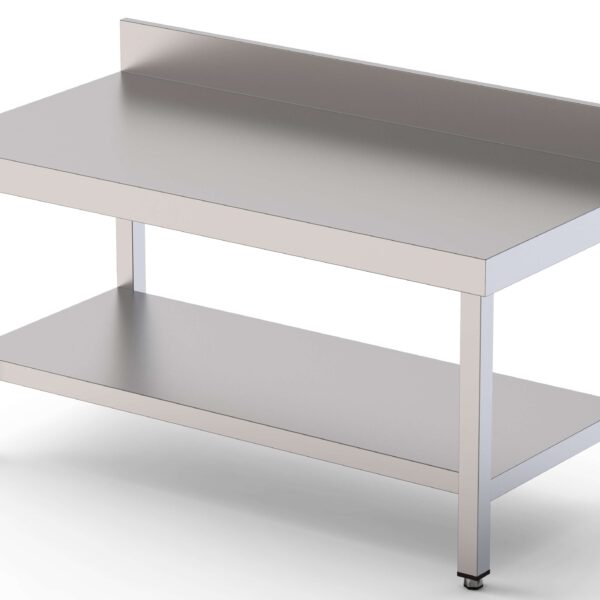 Mesa de Trabajo Acero Inoxidable Baja Mural Con 1 Estante 2800x700x600h mm WTW270280S1