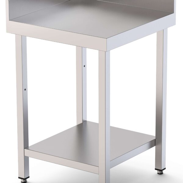 Mesa de Trabajo Acero Inoxidable Angular Para Composiciones en L Con 1 Estante 700x700x850h mm WTW170070C1