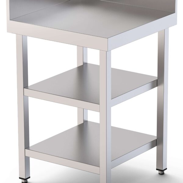Mesa de Trabajo Acero Inoxidable Angular Para Composiciones en L Con 2 Estante 600x600x850h mm WTW160060C2