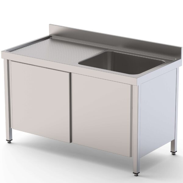 Fregadero Acero Inoxidable 2 Cubas Fondo 700 Con Puertas Correderas 1200x700x850h mm IS1712C20SD