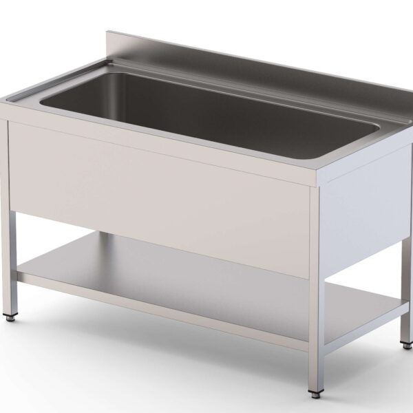Fregadero Gran Capacidad Acero Inoxidable 1 Cuba Izquierda Fondo 700 Con Mueble Con Estante 2000x700x850h mm IS1720L1HCS1