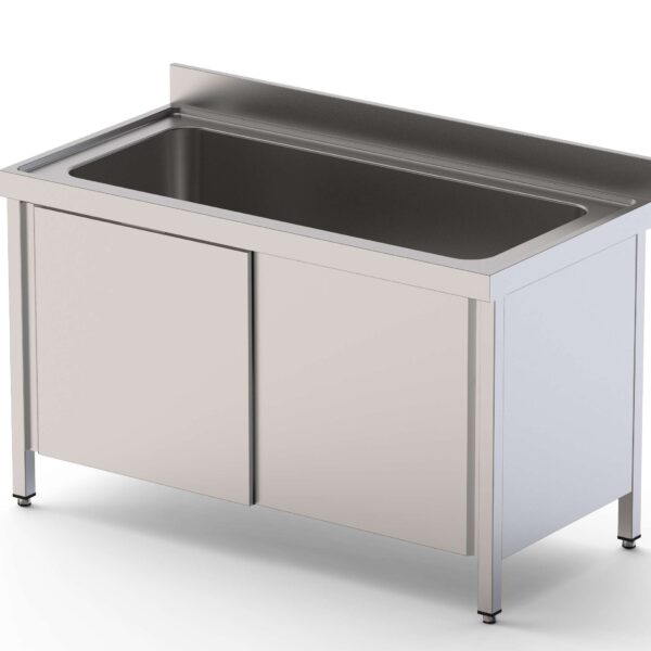 Fregadero Gran Capacidad Acero Inoxidable 1 Cuba Fondo 700 Con Mueble Con Puertas 1000x700x850h mm IS1710C1HCSD