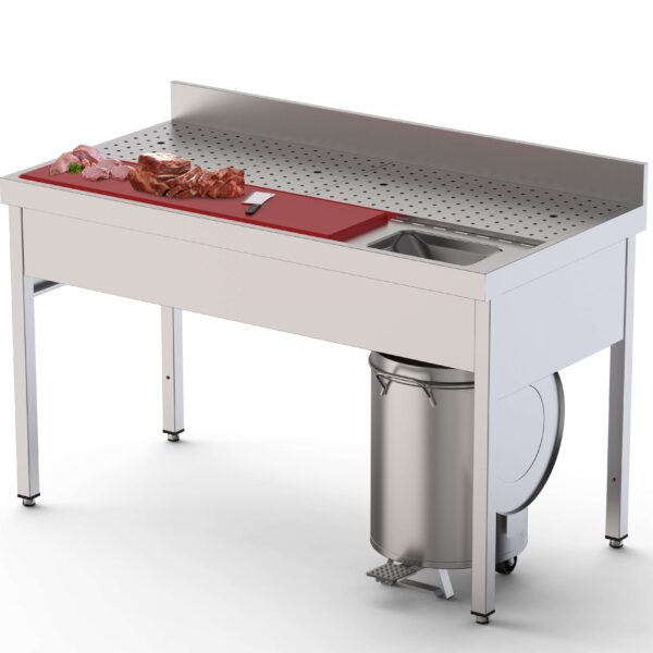 Mesa Preparación de Alimentos Acero Inoxidable Con Cubeta Fondo 700 Con Mueble 1400x700x850h mm IS1714FPVS0