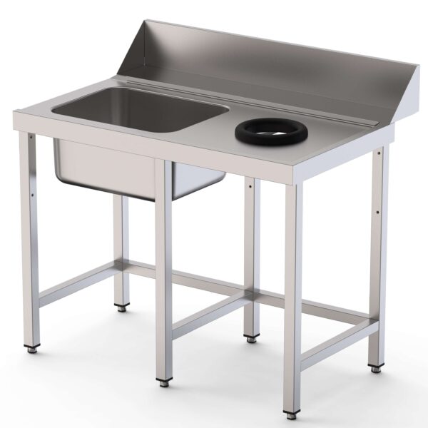 Mesa Acero Inoxidable Para Lavavajillas De Prelavado 1 Cubeta Sin Estante 1600x750x800h mm IS17516DWIN0S0