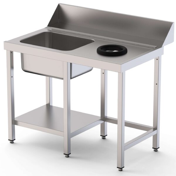 Mesa Acero Inoxidable Para Lavavajillas De Prelavado 1 Cubeta Con Estante 1600x750x800h mm IS17516DWIN0S1