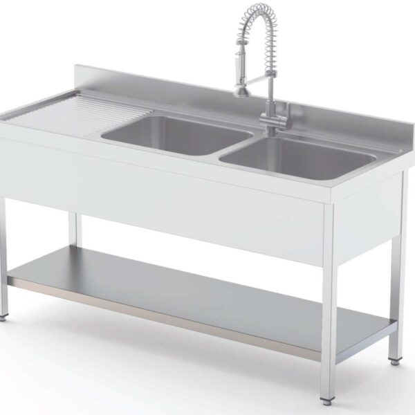 Estante Acero Inoxidable Para Fregadero Fondo 600 Longitud de Mesa 600 mm ISA600600AS