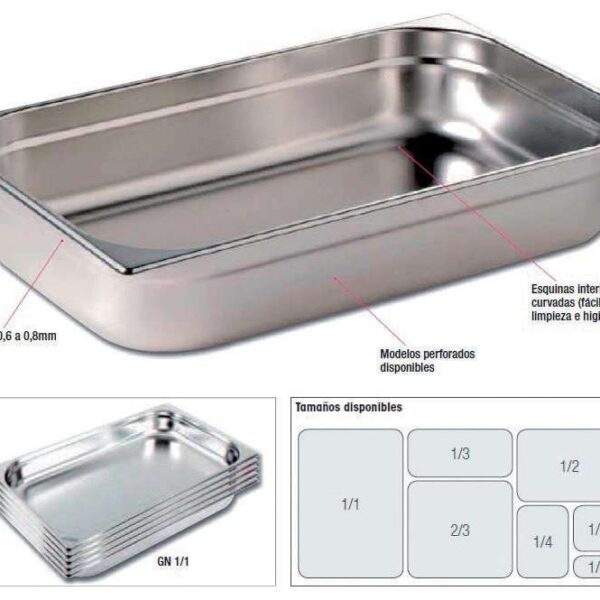 Cubetas Gastronorm Acero Inoxidable de GN2/1-40 PEKIN GNCH42