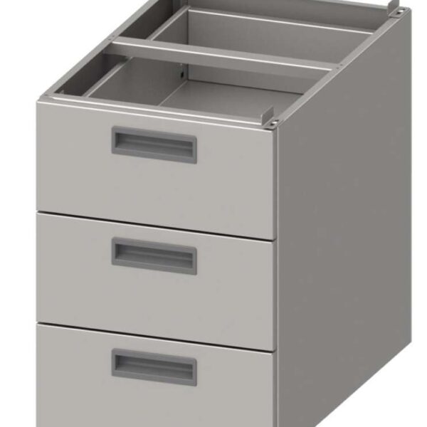 Módulo tres cajones acero inoxidable AISI 201 386x490x540 mm para mesas fondo 600 mm MCA603 Línea Varsovia (952324043)