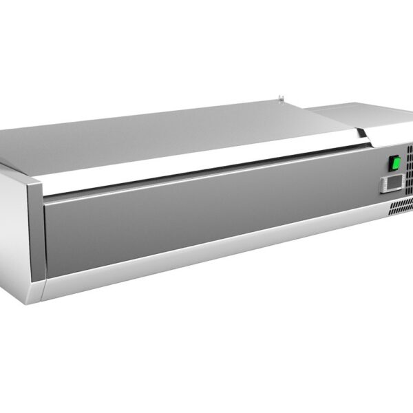 Vitrina 5 cubetas GN1/4 con TAPA de 1200 x335 x270h mm PEKIN VRX1200330SL