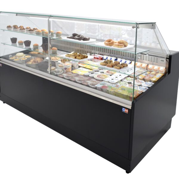 Vitrina Refrigerada Pastelería de 2 metros Fondo 973 mm Frío Estático - Exposición Inoxidable - 2 Estantes Línea CORDOBA VRE-200-P