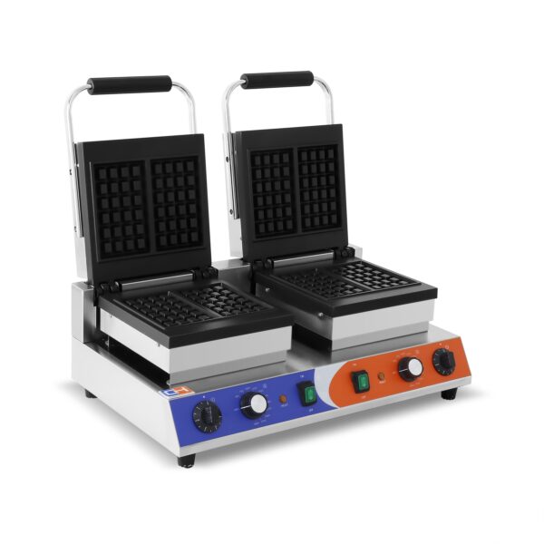 Máquina de gofres Doble eléctrica 1,5+1,5KW 63X380X270h mm PEKÍN WF-2210-2