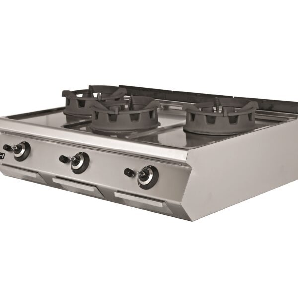 Cocina Wok a Gas Sobremesa 3 fuegos 3 x 18 kW 1200x900x300h mm EMPPLS9WK030 Línea 900 Estambul