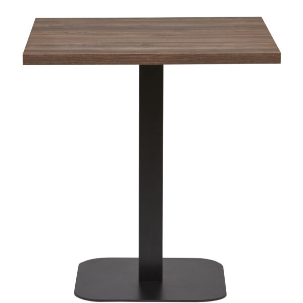 Mesa Interior Armazón Plastificado Negro con Tablero de Melamina Nogal 70x70 cm ROMA NOG